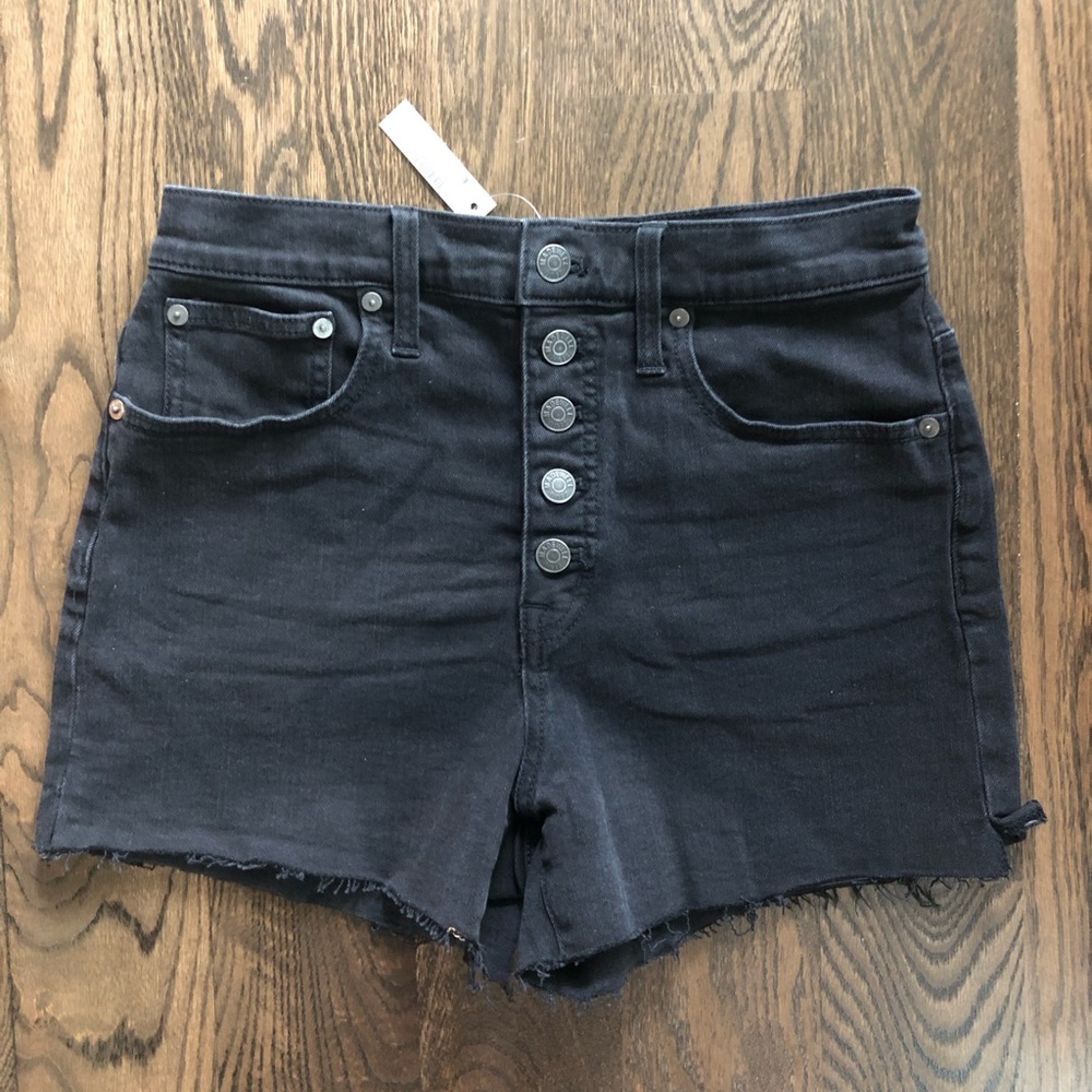 Madewell High Rise Black Denim Shorts
